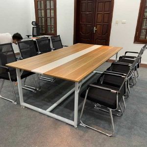 Bàn Họp Làm Việc Chân Sắt Mặt MDF